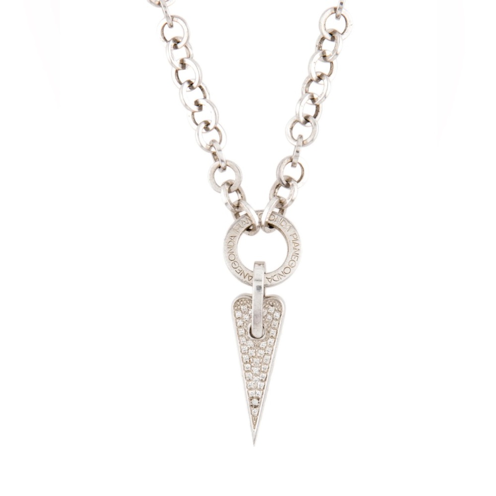 PIANEGONDA *Love Sick* .925 silver diamond heart chain statement necklace